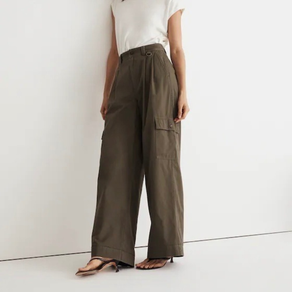 Madewell Capers Brown Harlow Wide-Leg Chino Cargo Pant 0